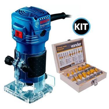 Imagem de Tupia Bosch 550W Gkf 550 220V + Jogo Fresas Madeira 6Mm 12