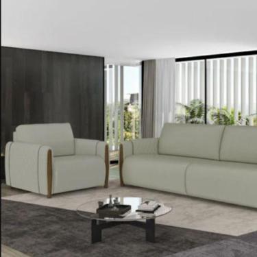 Imagem de Poltrona Lumiére Pés em Madeira Tingido - Élpis Móveis - Molufan, Cinz