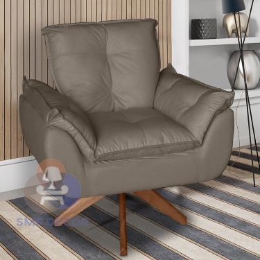 Imagem de Poltrona/cadeira Decorativa Glamour Opala Com Base Giratória 30cm Em Madeira Capuccino