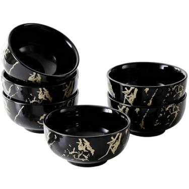 Imagem de Loymokinar Conjunto de 6 tigelas de cereais de cerâmica de mármore, tigela de sopa boêmia de 800 ml, conjunto de tigelas coloridas para cozinha, tigelas de sobremesa para salada, macarrão, aveia