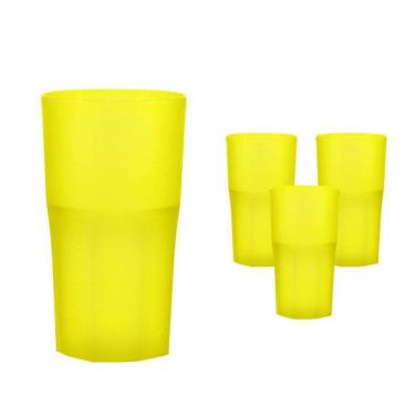 Imagem de Kit 4 Copos Roma Amarelo Neon 360Ml Plástico Premium