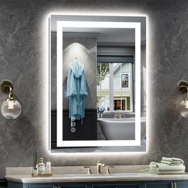 Imagem de Espelho de banheiro LED Briivue 24x36cm com luzes, antiembaçante