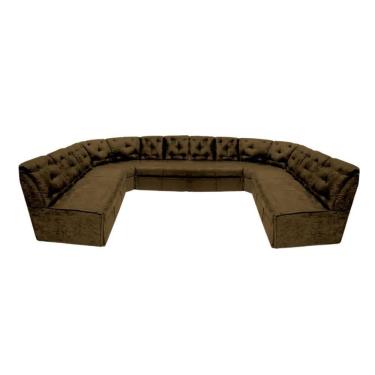 Imagem de Sofá De Canto 12 Lugares Marrom Espuma D33 Durável