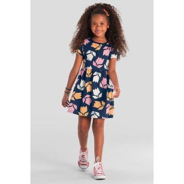 Imagem de Vestido infantil menina com flores Brandili, 4, Azul