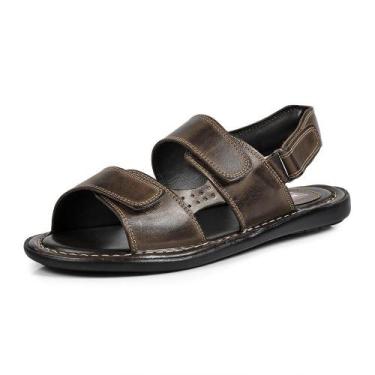 Imagem de Sandália Masculino Couro Legitimo Linha Extremo Vira Chinelo Conforto 