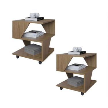 Imagem de Kit com 2 Mesa de Cabeceira Spin para Quarto Casal Poquema - Poquema M