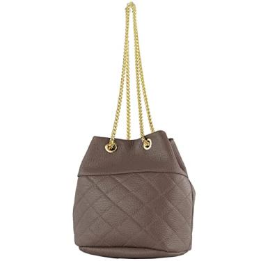 Imagem de modamoda de T245/T246 Bolsa feminina de couro italiano, fecho de corrente dourada, 20 x 14 cm, Cinza grafite/couro, Small