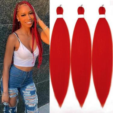 Imagem de Braiding Hair Pruyo, vermelho pré-esticado, 26 polegadas, 300 g (3 pac