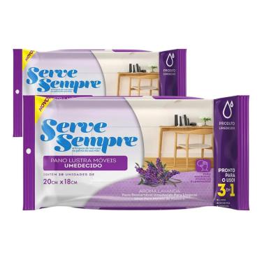 Imagem de Kit 2 Pano De Limpeza Umedecido Lustra Moveis - Aroma Lavanda AJJ-05
