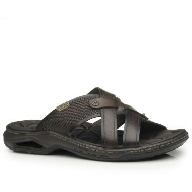 Imagem de Chinelo Masc Pegada Couro Anilina Marrom Cravo 133202-03