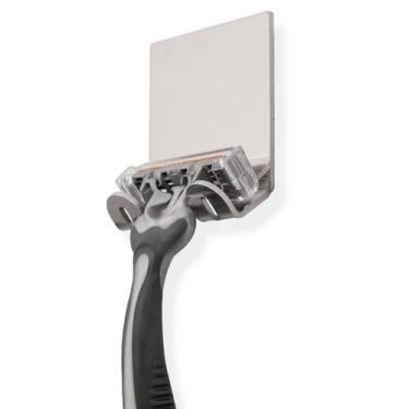 Imagem de Suporte Porta Gilete Barbeador Em Aço Inox Autocolante Branco Organiza