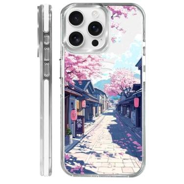 Imagem de MQJCYB Capa magnética para iPhone 15 Pro Max Design em base transparente, compatível com MagSafe, capa protetora fina de TPU macio para telefone feminino e meninas capa japonesa coreana rosa cerejeira