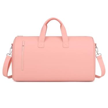 Imagem de Dynamart Bolsa Porta Terno de Viagem, Nylon Impermeável, Grande 60L, com Compartimento para Sapatos e Roupas, Dobrável, Alça Ajustável, 60x32x30 cm (Rosa)