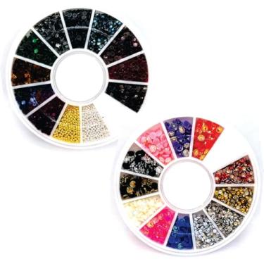 Imagem de 2 Discos Pedrarias Unhas Strass Caviar Tachinhas Margaridas