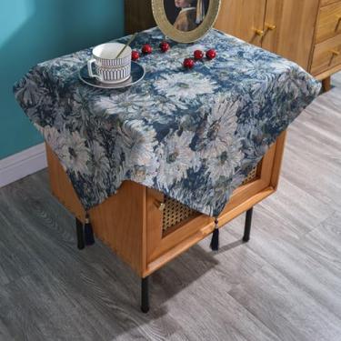 Imagem de Toalha de mesa de cabeceira quadrada pequena vintage floral capa de mesa de cabeceira rústica de casa de fazenda com borlas capa de mesa de canto resistente para quarto, cômoda, festa, cozinha
