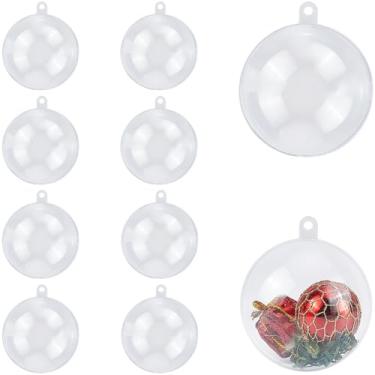 Imagem de CRASPIRE 10 peças de enfeites de Natal preenchíveis bola transparente de acrílico transparente 57,5 mm/2,26 pol. Esféricos redondos montados enfeites pendurados para decoração de embalagem de presente