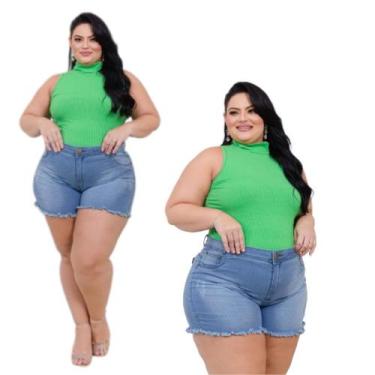 Imagem de short plus size com lycra curto desfiado tamanho grande - karha Jeans,