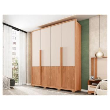 Imagem de Guarda-roupa Solteiro 3 Gavetas 4 Portas Caemmun Francis, Freijó e Off