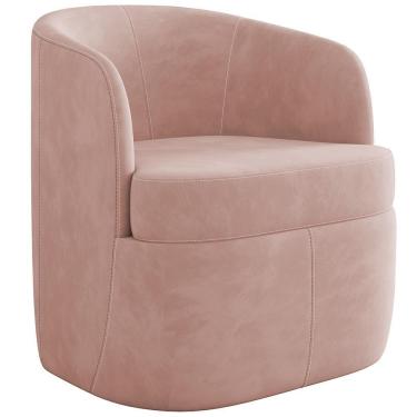 Imagem de Poltrona Decorativa Giratória Para Sala De Estar Siena K01 Veludo Rosê - Lyam Decor