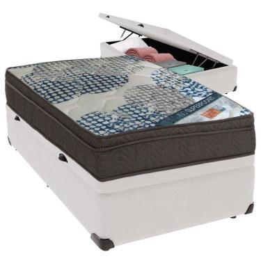 Imagem de Cama Box Baú Branco E Colchão Iso Superpocket Molas Ensacadas Solteiro Ortobom