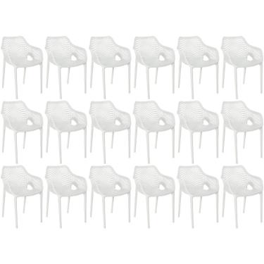 Imagem de Kit 18 Cadeiras De Jantar Design Suits Com Braços Empilhável Em Polipropileno - Branco