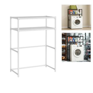 Imagem de Estante Organizador Lavanderia Banheiro Suporte Maquina De Lavar 2 Prateleiras Rack Arm...