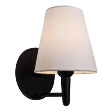 Imagem de Arandela Cone Md-2004 Base Preto Cúpula Em Tecido 14-14x07cm Branco - Bivolt