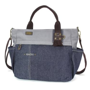 Imagem de CHALA Bolsa de ombro com vários bolsos com alça transversal removível, Jeans, M