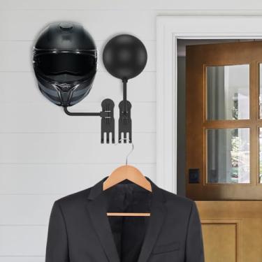 Imagem de 2 peças de suporte de capacete de motocicleta de alumínio, suporte de parede com gancho para casacos de motocicleta, bonés, bolas de beisebol e capacete de rúgbi