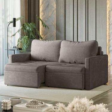 Imagem de Sofá Cama Retrátil e Reclinável 3 Lugares Bipartido 246cm Masaya Espresso Móveis Capuccino Escuro