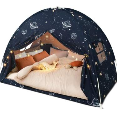 Imagem de Avrsol Tenda de cama completa, dossel espacial para crianças, meninos, dossel de cama infantil, tamanho casal, barracas Galaxy Dome para meninos, sonho, privacidade, espaço na cama, barraca de dormir