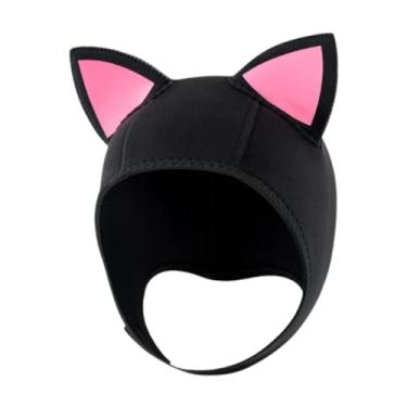 Imagem de Vaveren Touca de mergulho com orelhas de gato, capa de neoprene adorável para cabeça, capuz de surfe para natação, esportes aquáticos subaquáticos e mergulho
