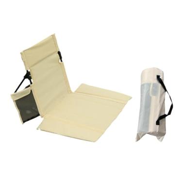 Imagem de Vaveren Cadeira de chão, assento de praia, ultraleve, portátil, dobrável, com apoio para as costas, para piscina, gramado, caminhada, quintal, Bege