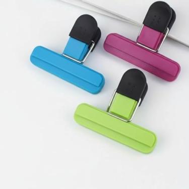 Imagem de Conjunto de clipes de silicone para saco de alimentos de 3 peças - grampos de vedação fortes para lanches, café, batatas fritas e pacotes pequenos, essenciais de armazenamento de cozinha