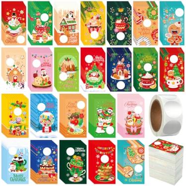 Imagem de Skylety 240 peças de cartões de raspar de Natal, 24 estilos, Natal, Papai Noel, Gingerbread Man, faça você mesmo, vales de presente em branco com 300 adesivos, 100 sacos para grupos de prêmios de