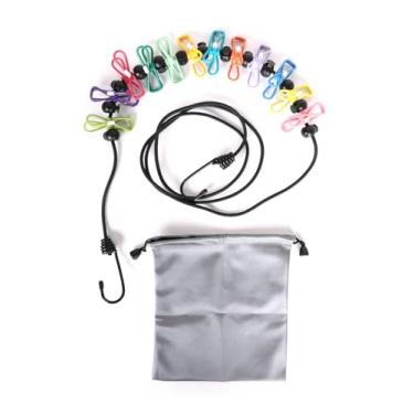 Imagem de Varal retrátil portátil para viagens, 12 clipes, linha de secagem de roupa para uso interno e externo, equipamento de acampamento para viagens e acampamento