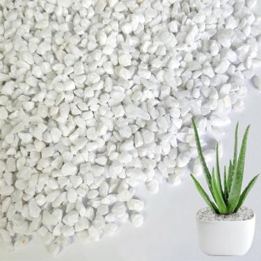 Imagem de HappyFiller Terrarium Cascalho Branco Aquário Granulado Plantas Suculentas Cobertura de Solo Mini Rio Pedras de Fadas Jardim Branco Plantador Pedras de Pedra, 450 g