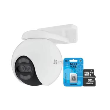 Imagem de Câmera de Segurança Externa Wi-Fi H80X 4K Ultra HD com Visão Noturna e Detecção de Movimento + MicroSD 32GB