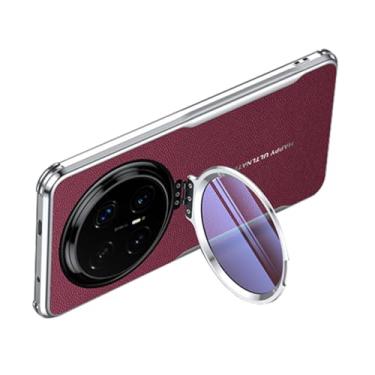 Imagem de FWYANZH Capa de couro para Honor Magic 8 Pro/8, capa de proteção de lente com tudo incluído, função de suporte, revestimento traseiro à prova de choque, vermelho, 8