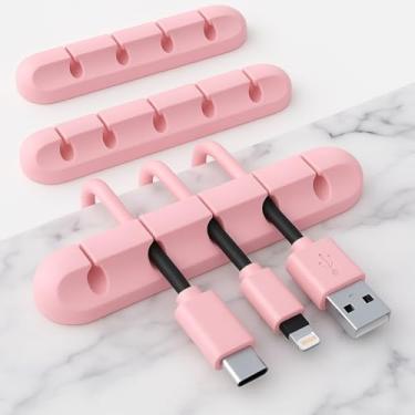 Imagem de Clipe de cabo organizador adesivo para mesa de cabeceira, pacote com 3 clipes de gerenciamento de cabos de mesa, carregador de telefone, organizador de fios para mesa de cabeceira, parede, carro