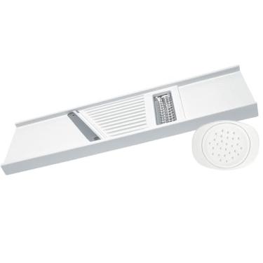 Imagem de Ralador Cortador Fatiador Dupla Face Lâmina em Aço Inoxidável Legumes Queijo Repolho Alho Cebola Protetor para Dedos Lâmina Lisa Lâmina Perfurada Utensílio Cozinha Premium