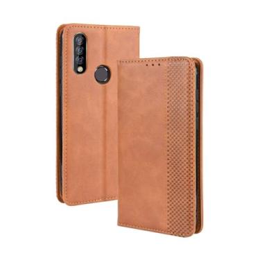 Imagem de Capa para Oukitel C17/C17 Pro,Retro Flip magnético,Caso de telefone de couro PU,Design de carteira com 3 slots de cartão e 1 clipe de dinheiro -Brown