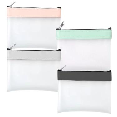 Imagem de Pacote com 4 pequenas bolsas transparentes, mini bolsa de maquiagem com zíper e bolsa de moedas para organizador, carteira transparente de TPU à prova d'água para dinheiro, dinheiro, batom, chaves