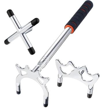 Imagem de Ponte de taco de sinuca com eixo ajustável, aderência EVA, cor prata, perfeita para uso alto, baixo e cruzado, alcance de 150 cm/149.9 cm para jogos de sinuca