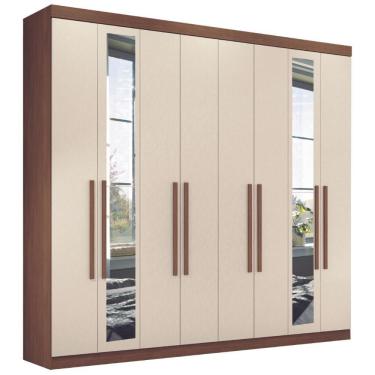 Imagem de Guarda Roupa Casal Com Espelho 8 Portas Paris Jatobá Areia