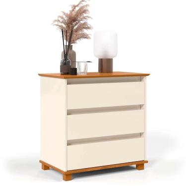 Imagem de Cômoda Slim Taj 3 Gavetas Ej Móveis Off White-freijó
