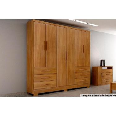 Imagem de Guarda Roupa Solteiro 6 Portas E 6 Gavetas C/pés Encant Freijo Cumaru - Novo Horizonte