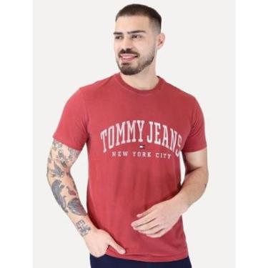 Imagem de Camiseta Tommy Jeans Masculina Regular Logo Varsity Washed Bordô-Masculino
