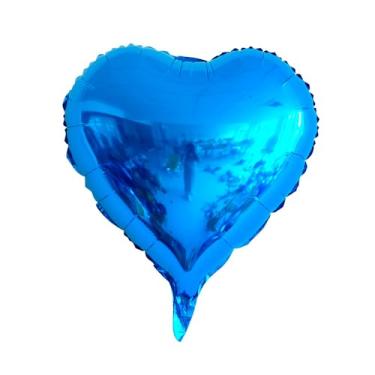 Imagem de BALAO METALIZADO CORACAO C/CANUDO AZUL 5" C/ 6 UNIDADES