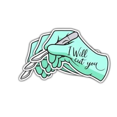 Imagem de 3 adesivos médicos engraçados I Will Cut You Scalpel Surgeon Humor Vinyl Decalques, Hilarious Healthcare Stickers Die-Cut Waterproof para laptop, garrafa de água, prancheta, telefone, capacete